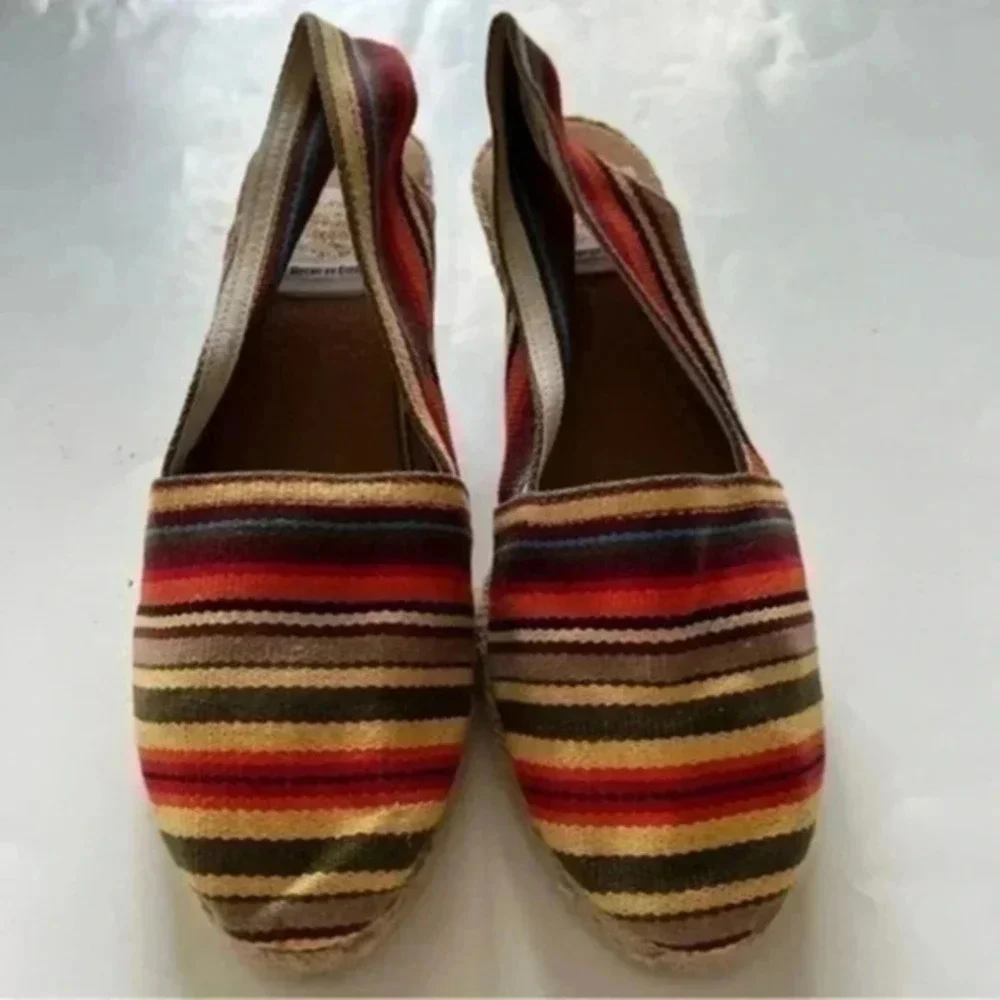 Rin woman’s multicolored Canvas Wedge Stripe Espadrilles made in Spain 3…